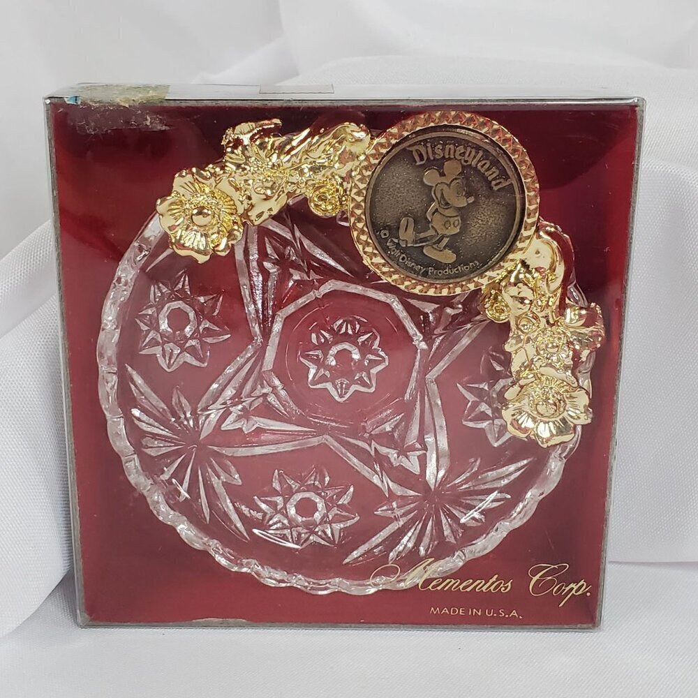 VTG Disneyland Mickey Mouse Crystal Trinket/ jewelry Dish USA Collector NOS - Picture 9 of 10